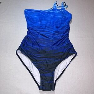 Holipick Women's One Shoulder One Piece Swimsuit Tummy Control Modest XL Blue